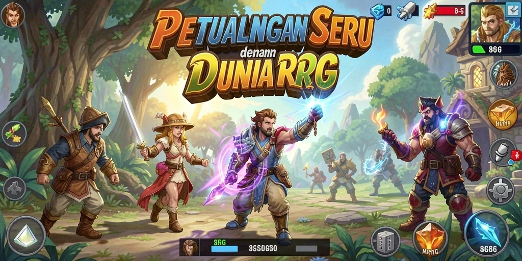 Tangkapan layar menunjukkan aksi seru dalam permainan RPG 8G8G.