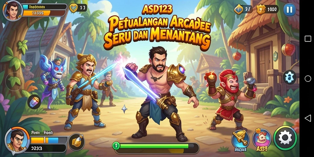 Tampilan gameplay Arcade yang penuh warna dan menantang di ASD123.