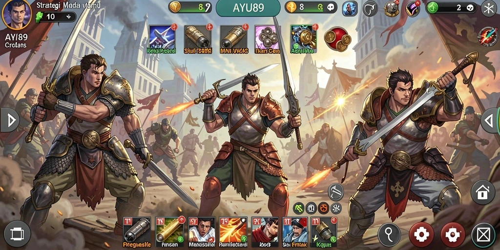 Tangkapan layar permainan AYU89 dengan gameplay strategi yang menakjubkan.