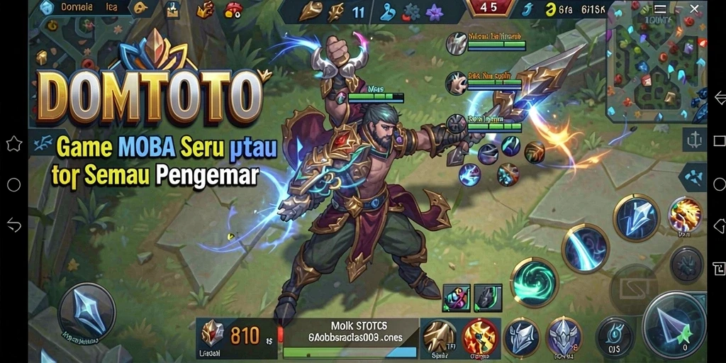 Screenshot gameplay DOMTOTO yang menunjukkan aksi pertarungan tim.