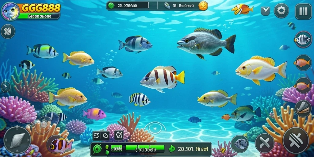 Screenshot utama GGG888 menampilkan keseruan gameplay Tembak Ikan.