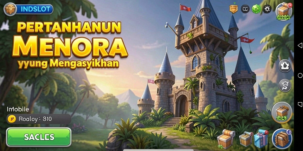 Tampilan gameplay menakjubkan dari INDSLOT dengan strategi pertahanan menara.