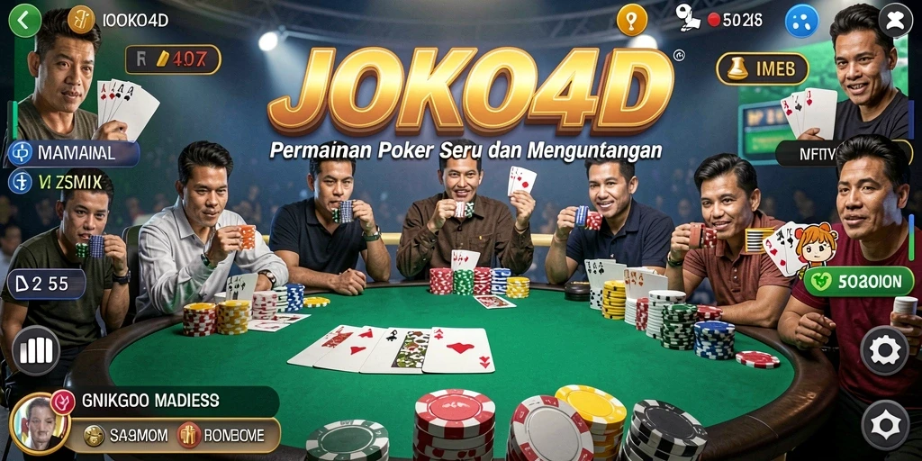 Screenshot JOKO4D menampilkan gameplay Poker yang seru dan kompetitif.