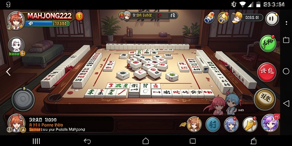 Screenshot menampilkan gameplay seru MAHJONG222 dengan karakter Anime.