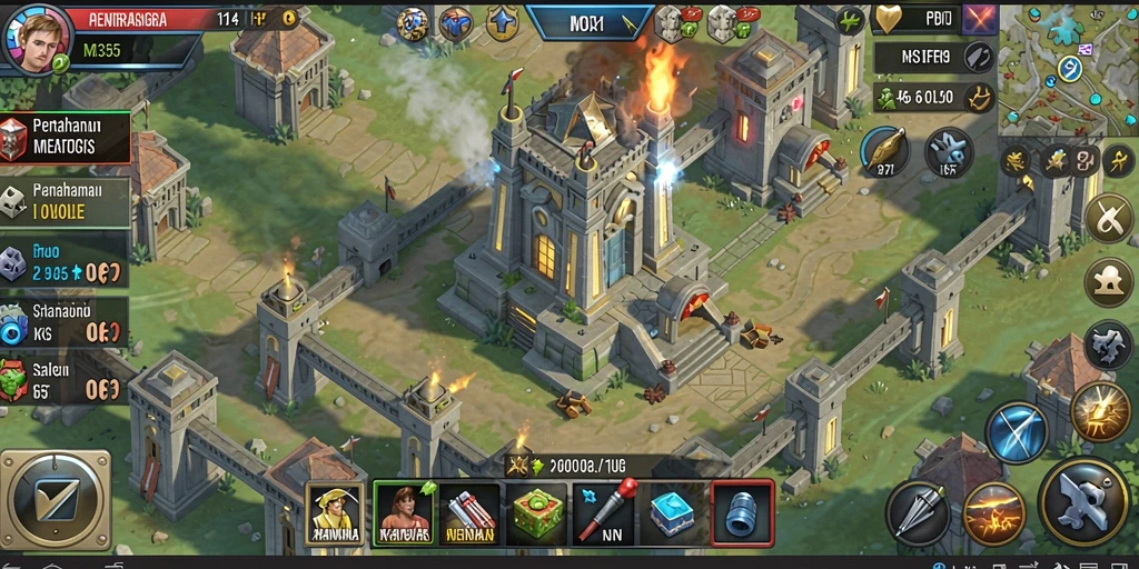 Screenshot ME355 menampilkan aksi pertahanan menara yang mendebarkan.