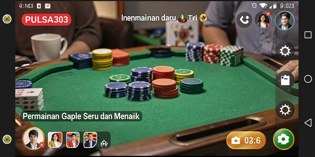 Screenshot gameplay PULSA303 menampilkan suasana permainan Gaple yang seru.