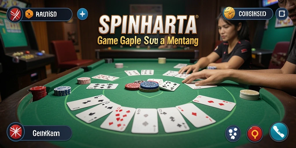 Screenshot gameplay SPINHARTA menunjukkan keseruan bermain Gaple secara digital.