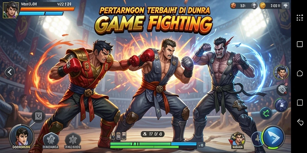 Screenshot V21 menunjukkan pertarungan seru antara karakter dengan efek visual menarik.