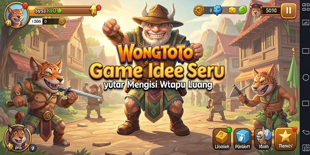 Screenshot gameplay WONGTOTO menampilkan karakter yang beraksi dan tantangan.