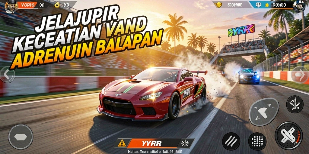 Tampilan gameplay balap yang seru dan mendebarkan.