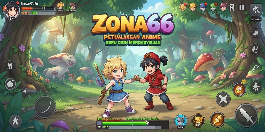 Tampilan gameplay ZONA66 yang menyenangkan dan penuh warna.